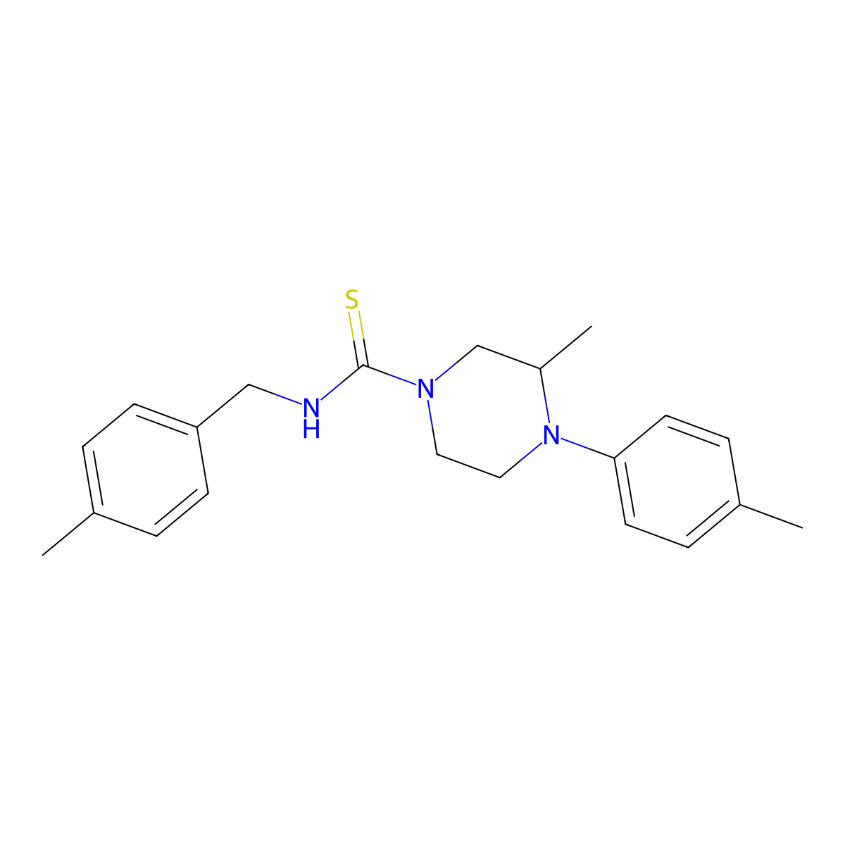 3-methyl-4-(4-methylphenyl)-N-[(4-methylphenyl)methyl]piperazine-1-carbothioamide molecular structure, CAS 706775-26-0