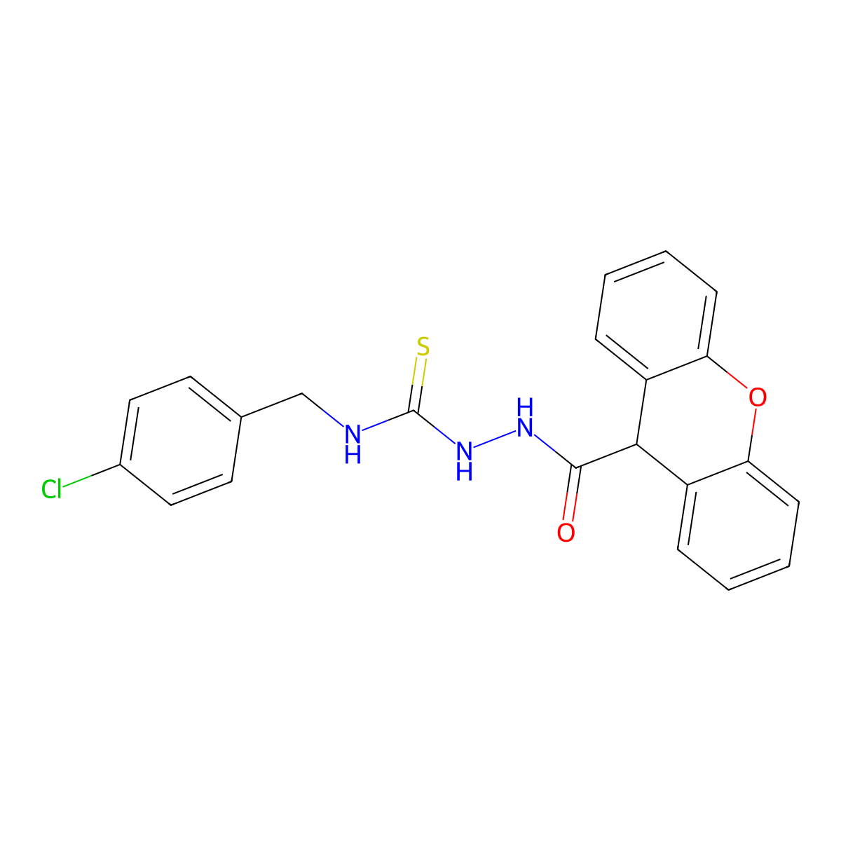 1-[(4-chlorophenyl)methyl]-3-(9H-xanthene-9-carbonylamino)thiourea molecular structure, CAS 706775-31-7
