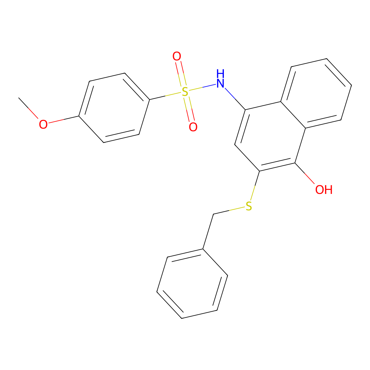 N-(3-benzylsulfanyl-4-hydroxynaphthalen-1-yl)-4-methoxybenzenesulfonamide molecular structure, CAS 706775-45-3