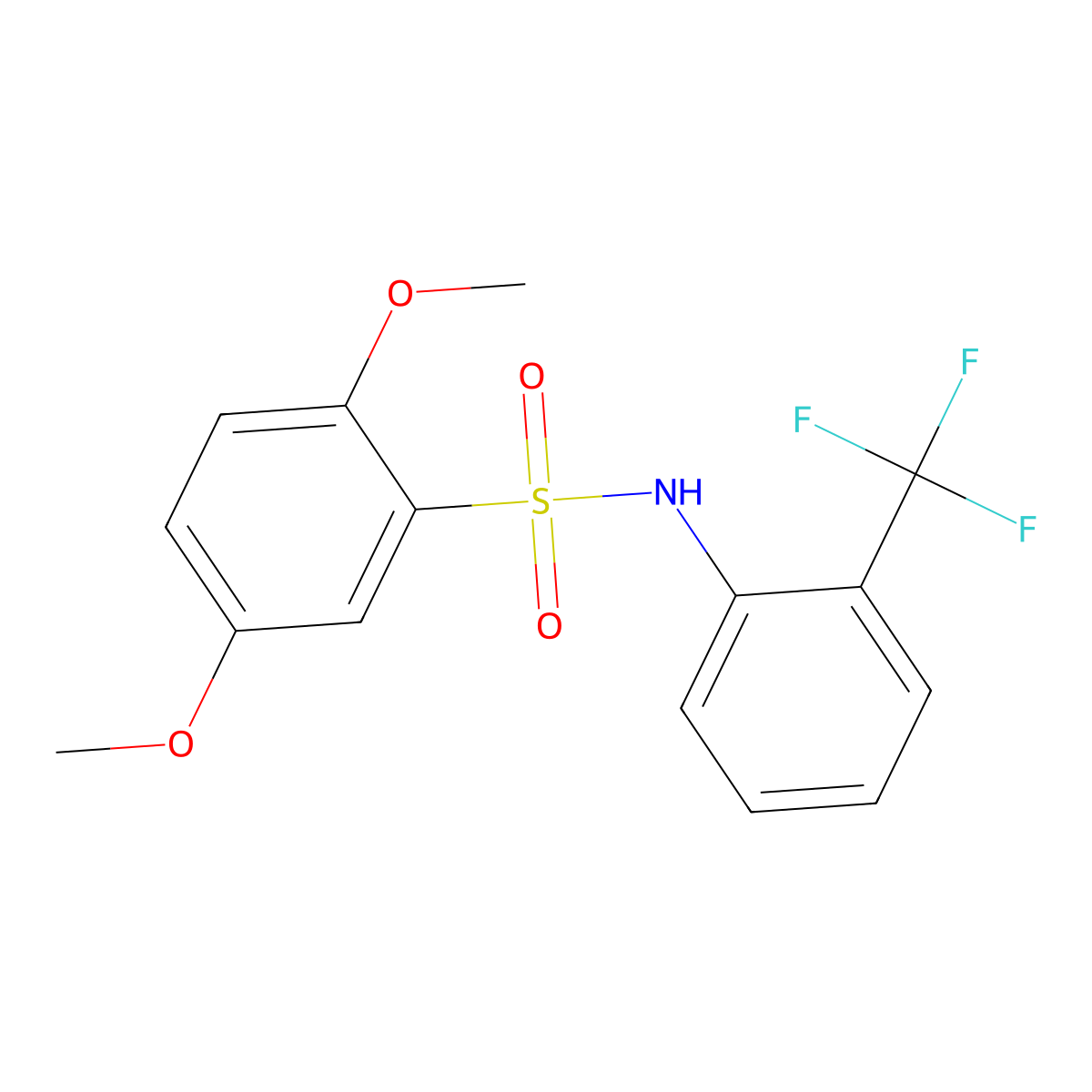 2,5-dimethoxy-N-[2-(trifluoromethyl)phenyl]benzenesulfonamide molecular structure, CAS 706775-54-4