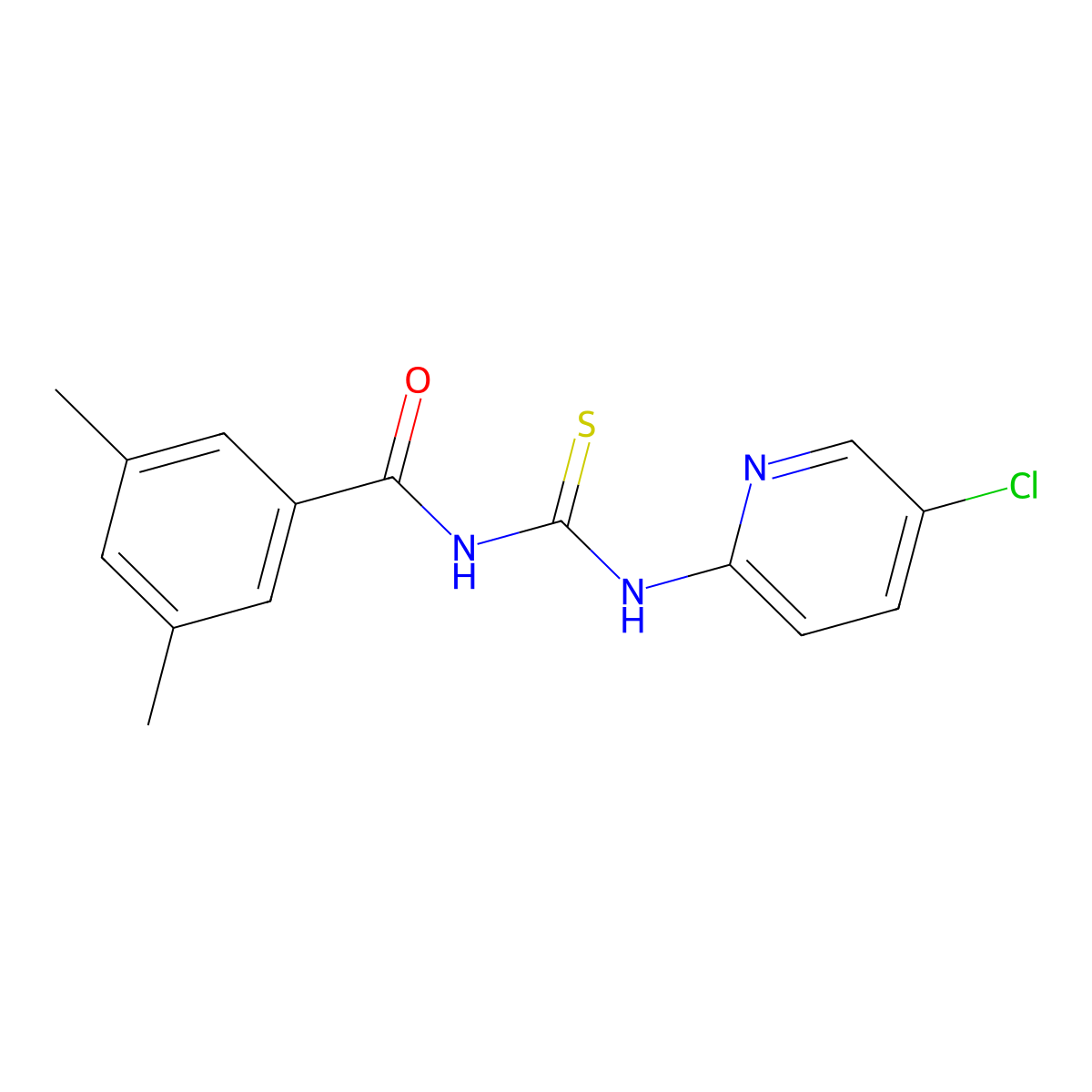 N-[(5-chloropyridin-2-yl)carbamothioyl]-3,5-dimethylbenzamide molecular structure, CAS 706775-56-6