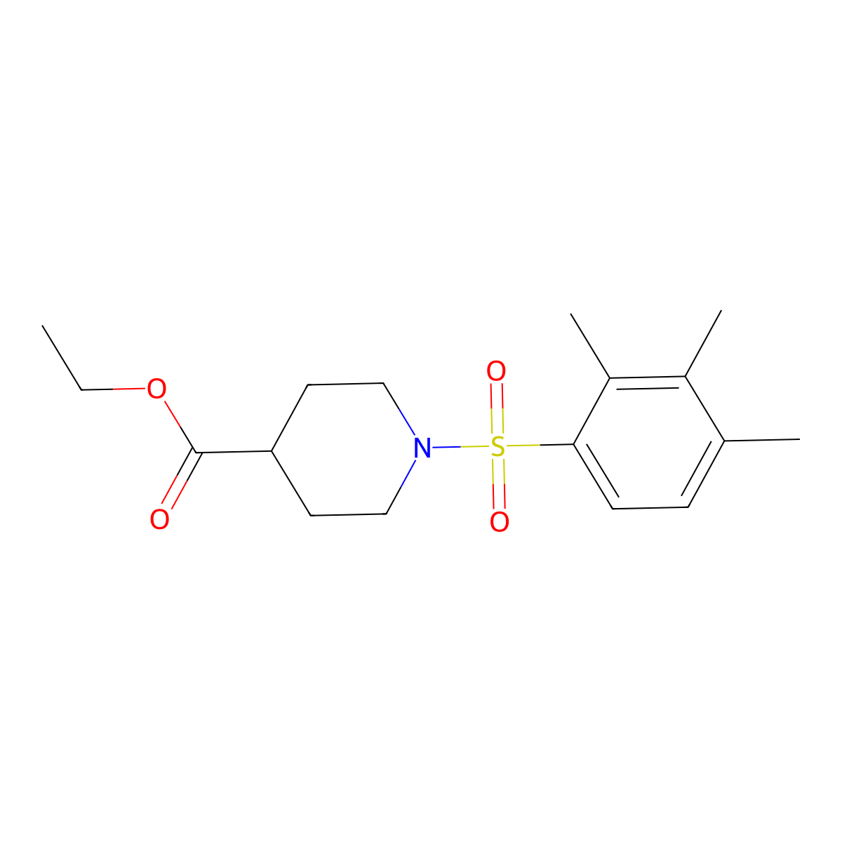 Ethyl 1-(2,3,4-trimethylphenyl)sulfonylpiperidine-4-carboxylate molecular structure, CAS 706775-58-8