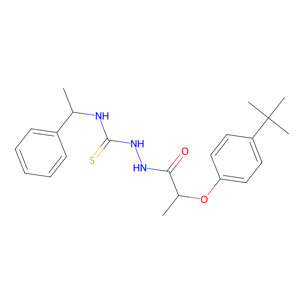 1-[2-(4-Tert-butylphenoxy)propanoylamino]-3-(1-phenylethyl)thiourea molecular structure, CAS 706775-77-1
