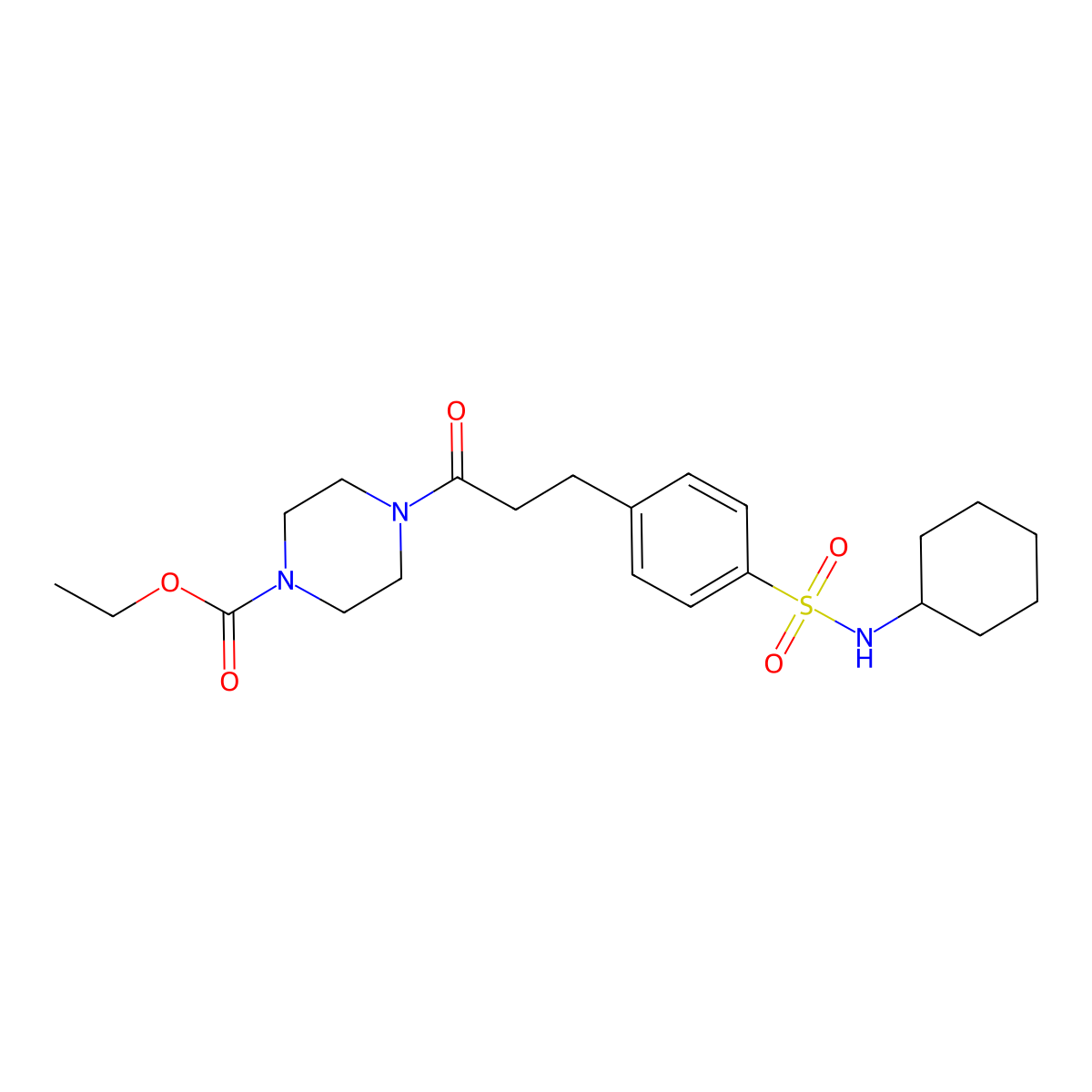 Ethyl 4-[3-[4-(cyclohexylsulfamoyl)phenyl]propanoyl]piperazine-1-carboxylate molecular structure, CAS 706776-09-2