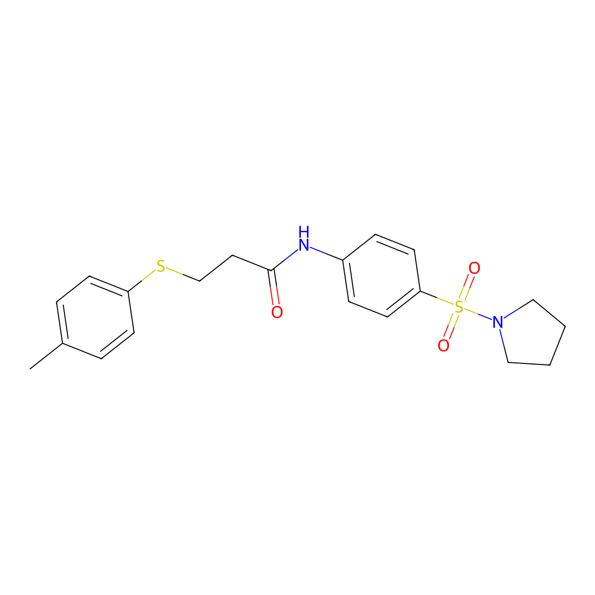 3-(4-methylphenyl)sulfanyl-N-(4-pyrrolidin-1-ylsulfonylphenyl)propanamide molecular structure, CAS 706776-10-5