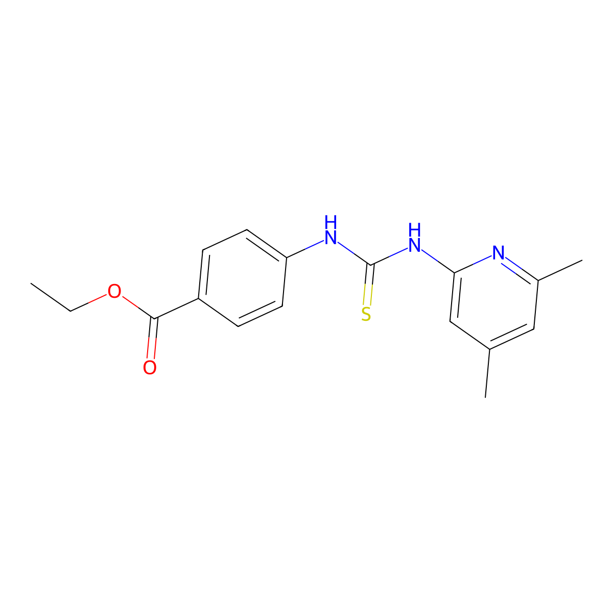 Ethyl 4-{[(4,6-dimethylpyridin-2-yl)carbamothioyl]amino}benzoate molecular structure, CAS 706776-12-7