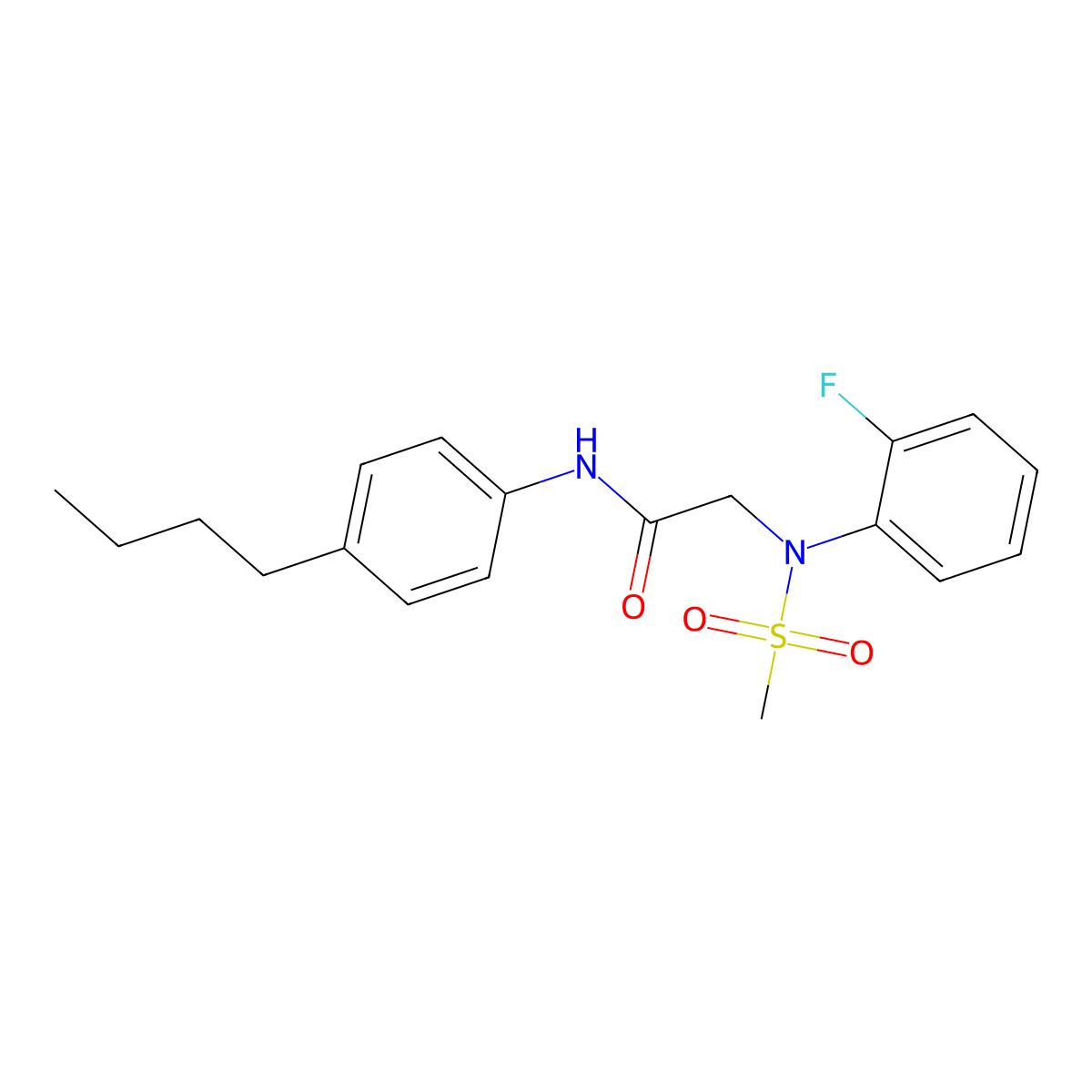 N-(4-butylphenyl)-2-(2-fluoro-N-methylsulfonylanilino)acetamide molecular structure, CAS 706776-25-2