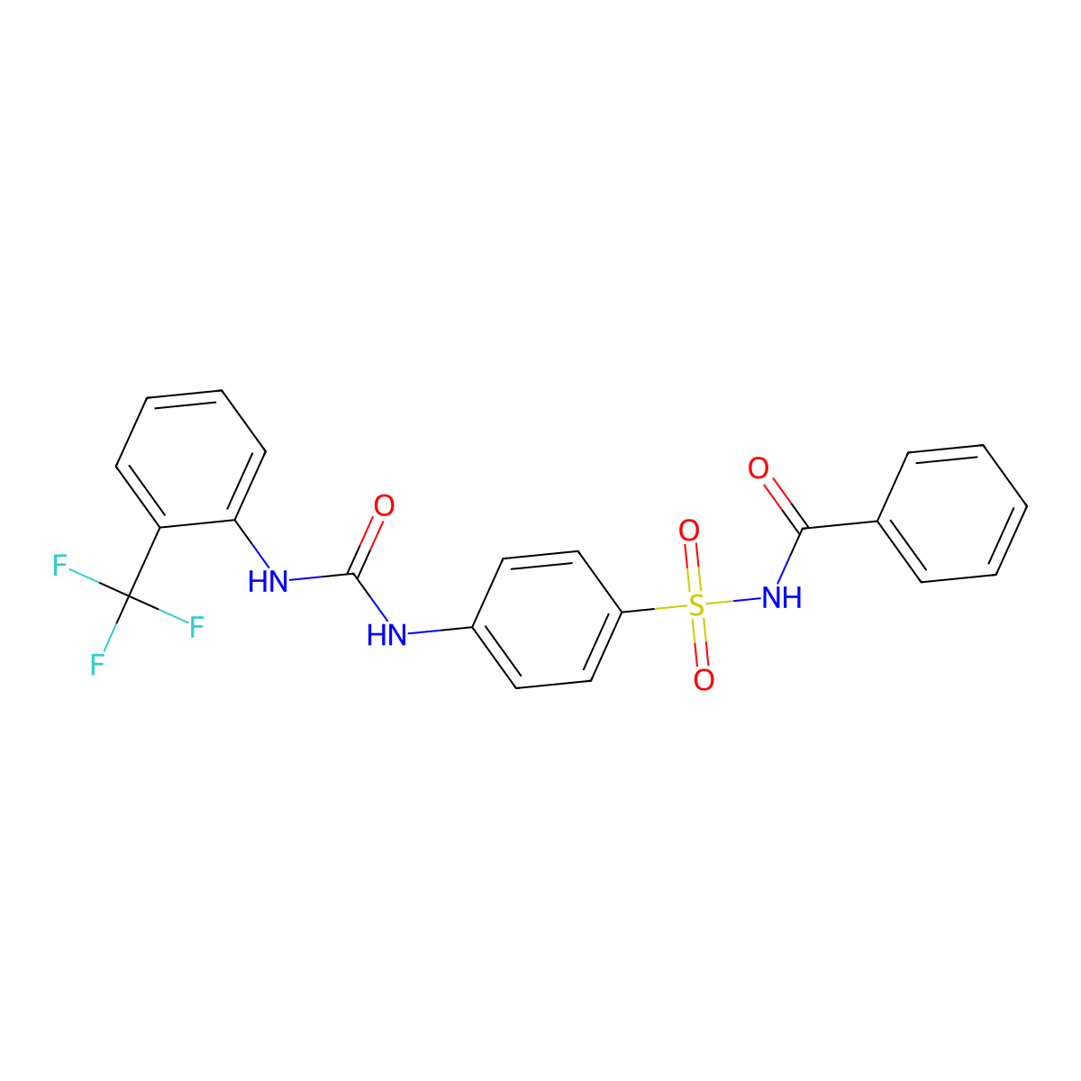 N-[4-[[2-(trifluoromethyl)phenyl]carbamoylamino]phenyl]sulfonylbenzamide molecular structure, CAS 706776-46-7
