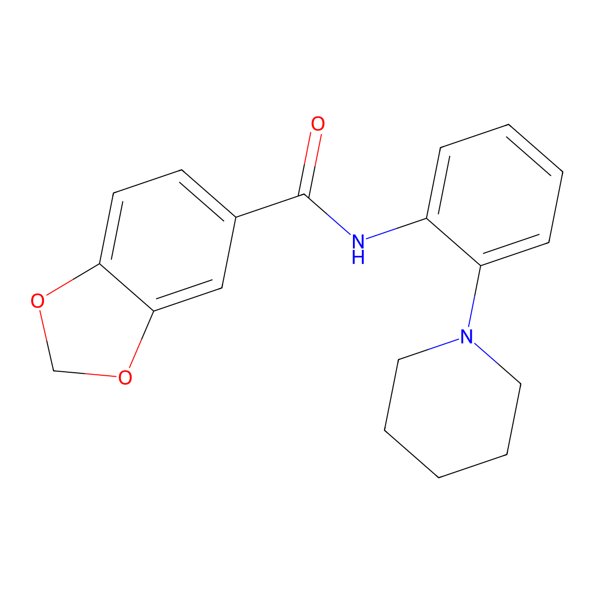 N-(2-piperidin-1-ylphenyl)-1,3-benzodioxole-5-carboxamide molecular structure, CAS 706776-50-3