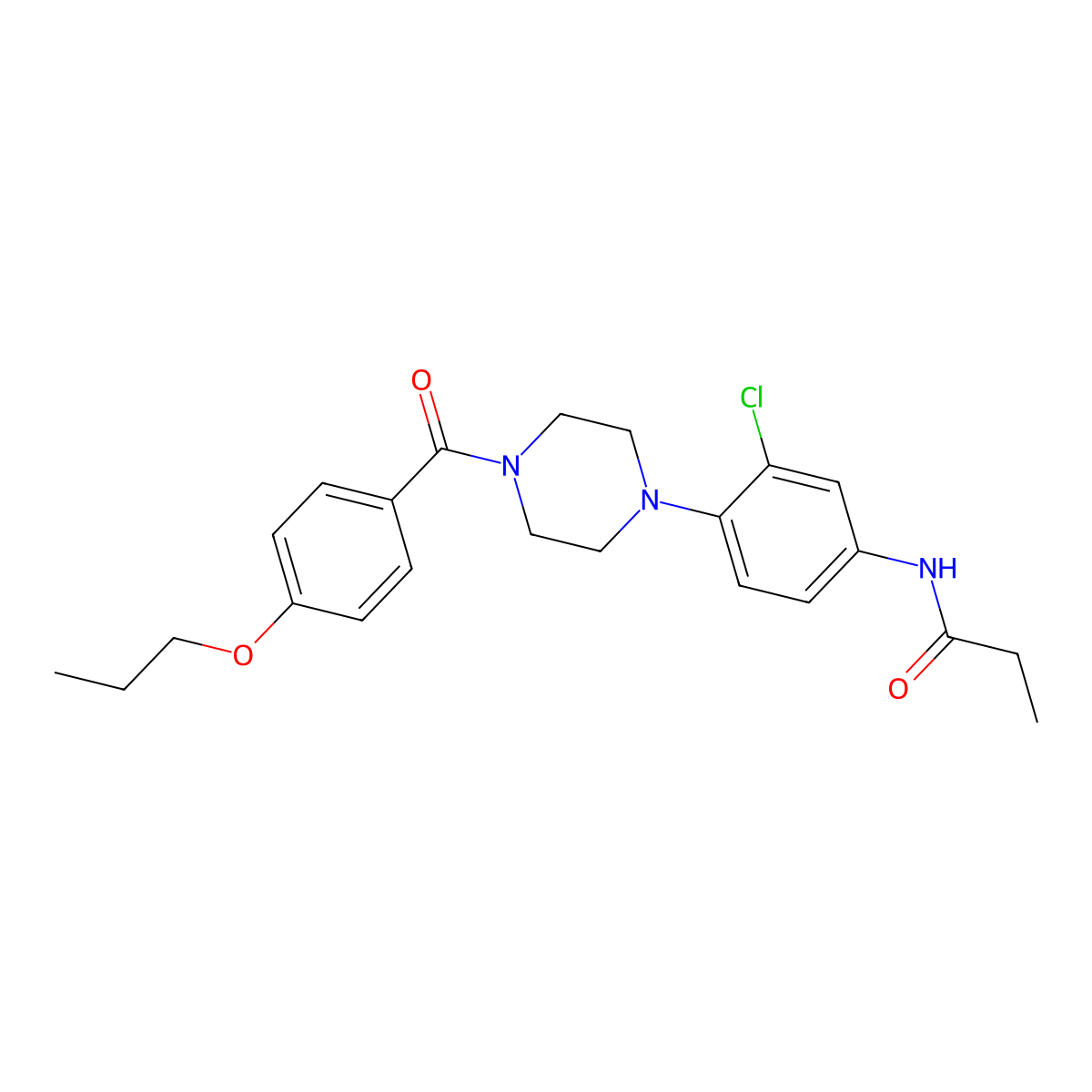 N-[3-chloro-4-[4-[oxo-(4-propoxyphenyl)methyl]-1-piperazinyl]phenyl]propanamide molecular structure, CAS 706776-51-4