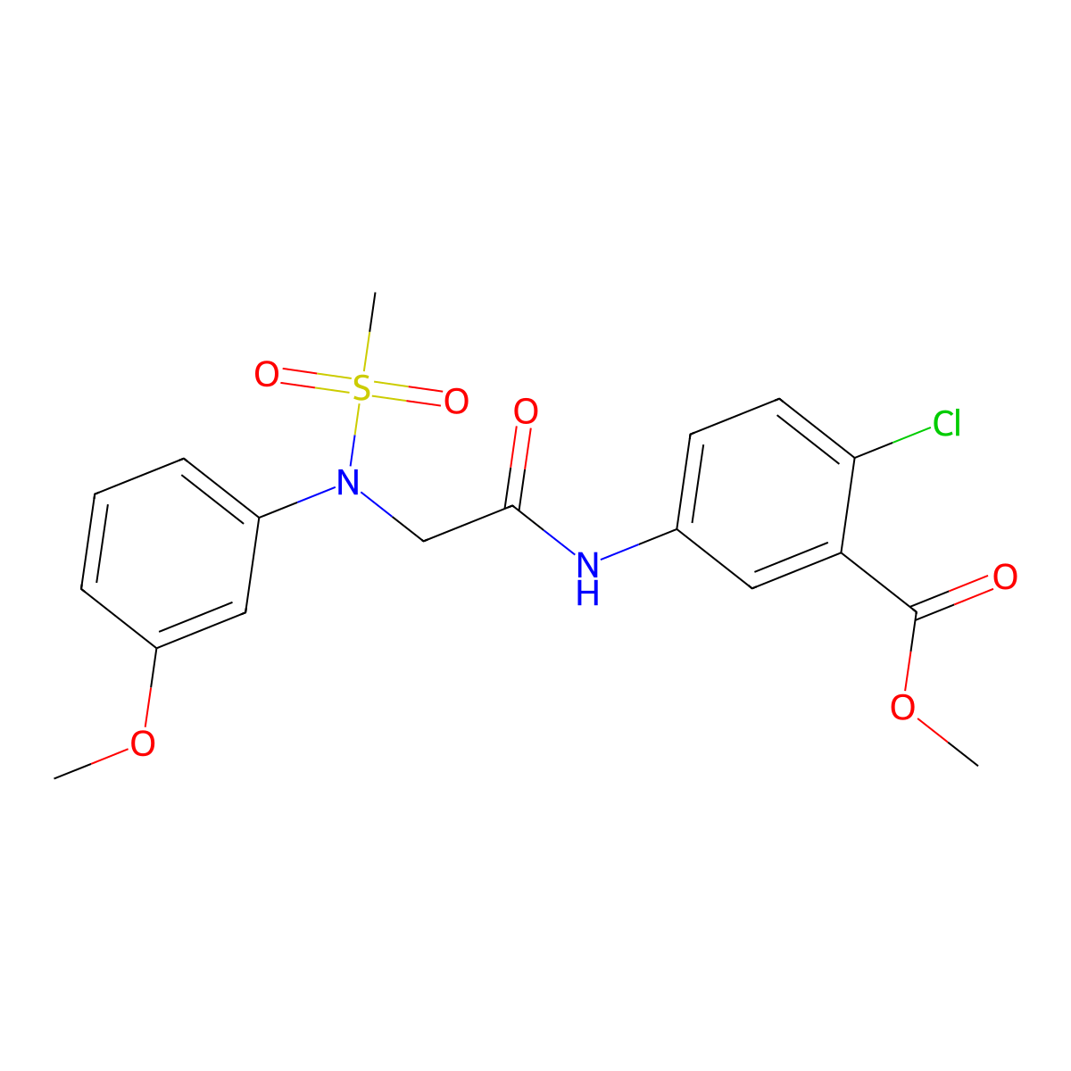 methyl 2-chloro-5-{[N-(3-methoxyphenyl)-N-(methylsulfonyl)glycyl]amino}benzoate molecular structure, CAS 706776-59-2