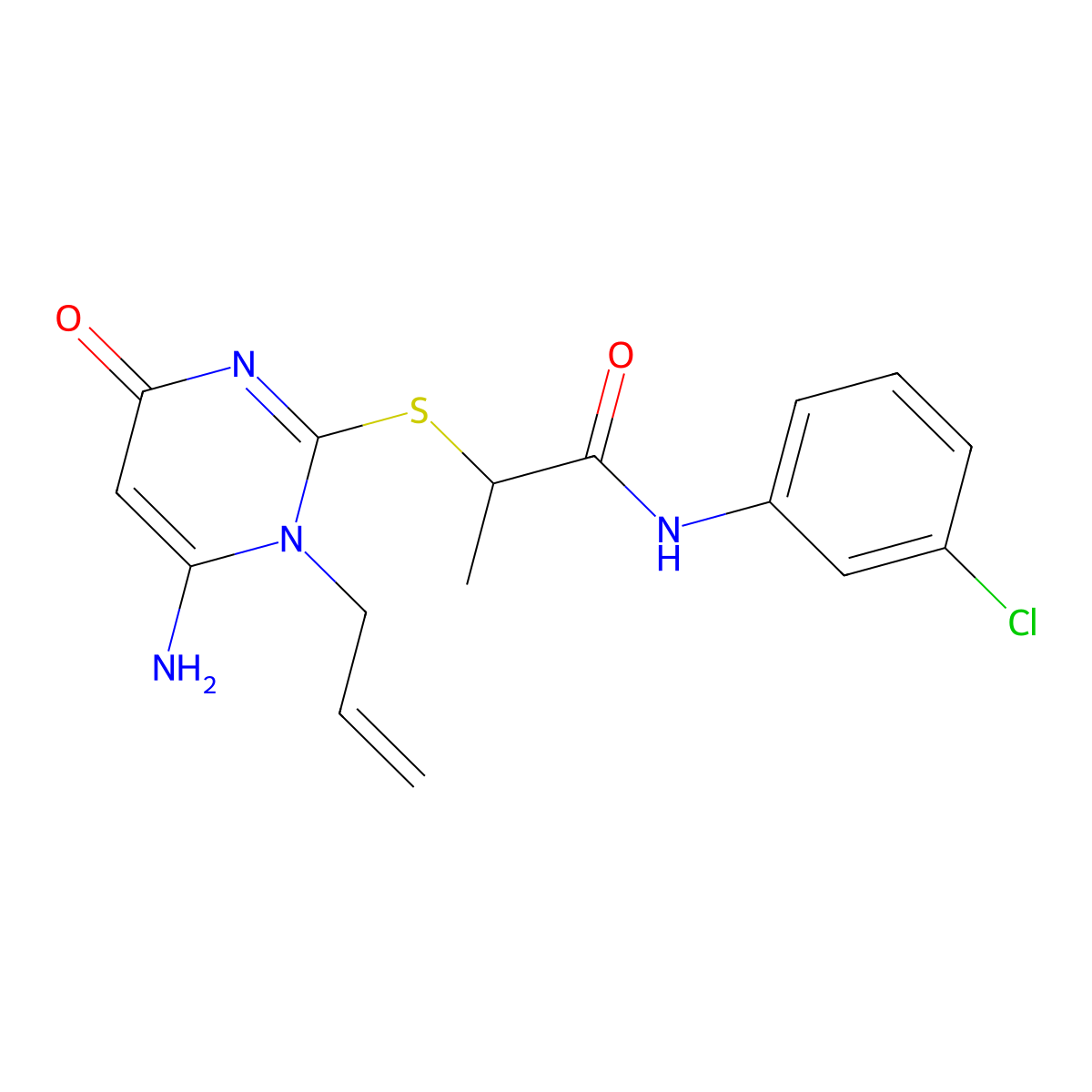2-(6-amino-4-oxo-1-prop-2-enylpyrimidin-2-yl)sulfanyl-N-(3-chlorophenyl)propanamide molecular structure, CAS 706776-60-5