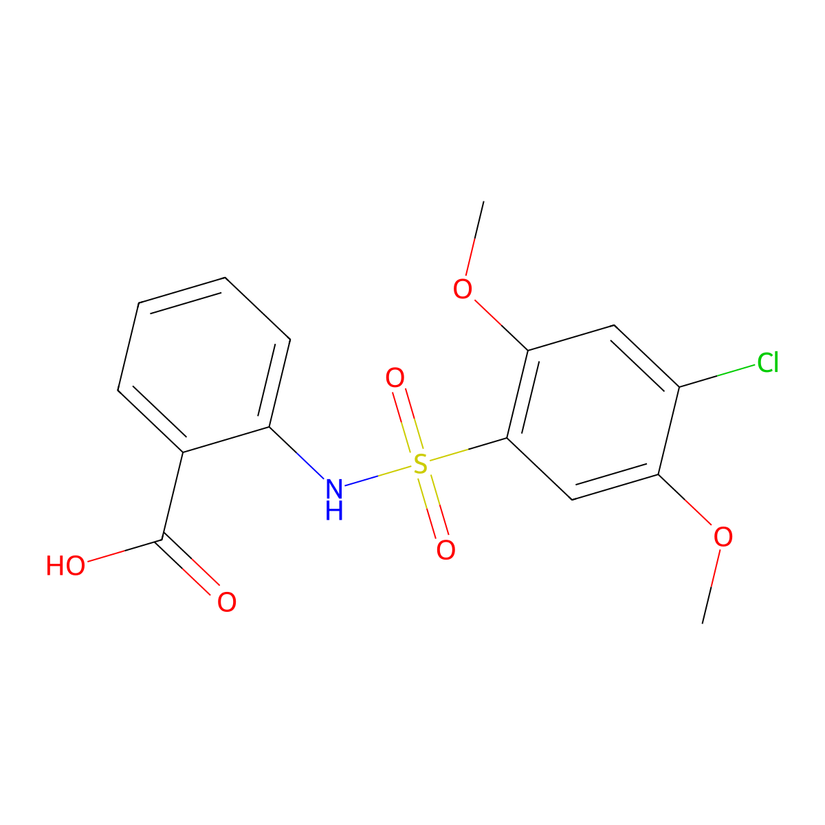 2-(4-Chloro-2,5-dimethoxybenzenesulfonamido)benzoic acid molecular structure, CAS 706776-66-1