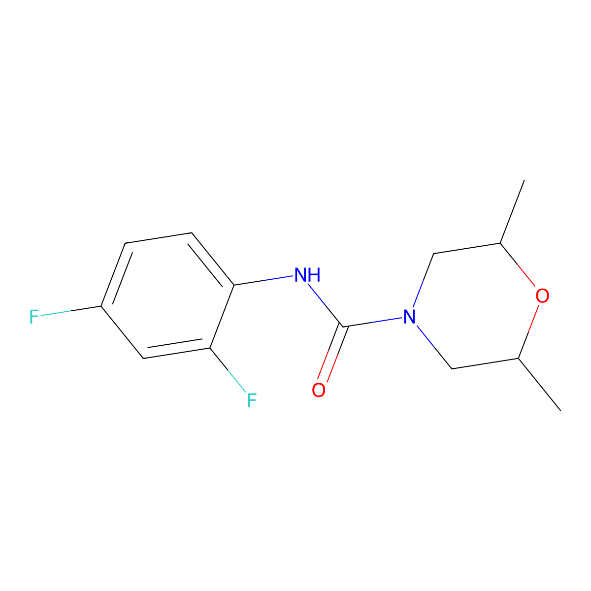 N-(2,4-difluorophenyl)-2,6-dimethylmorpholine-4-carboxamide molecular structure, CAS 706776-68-3