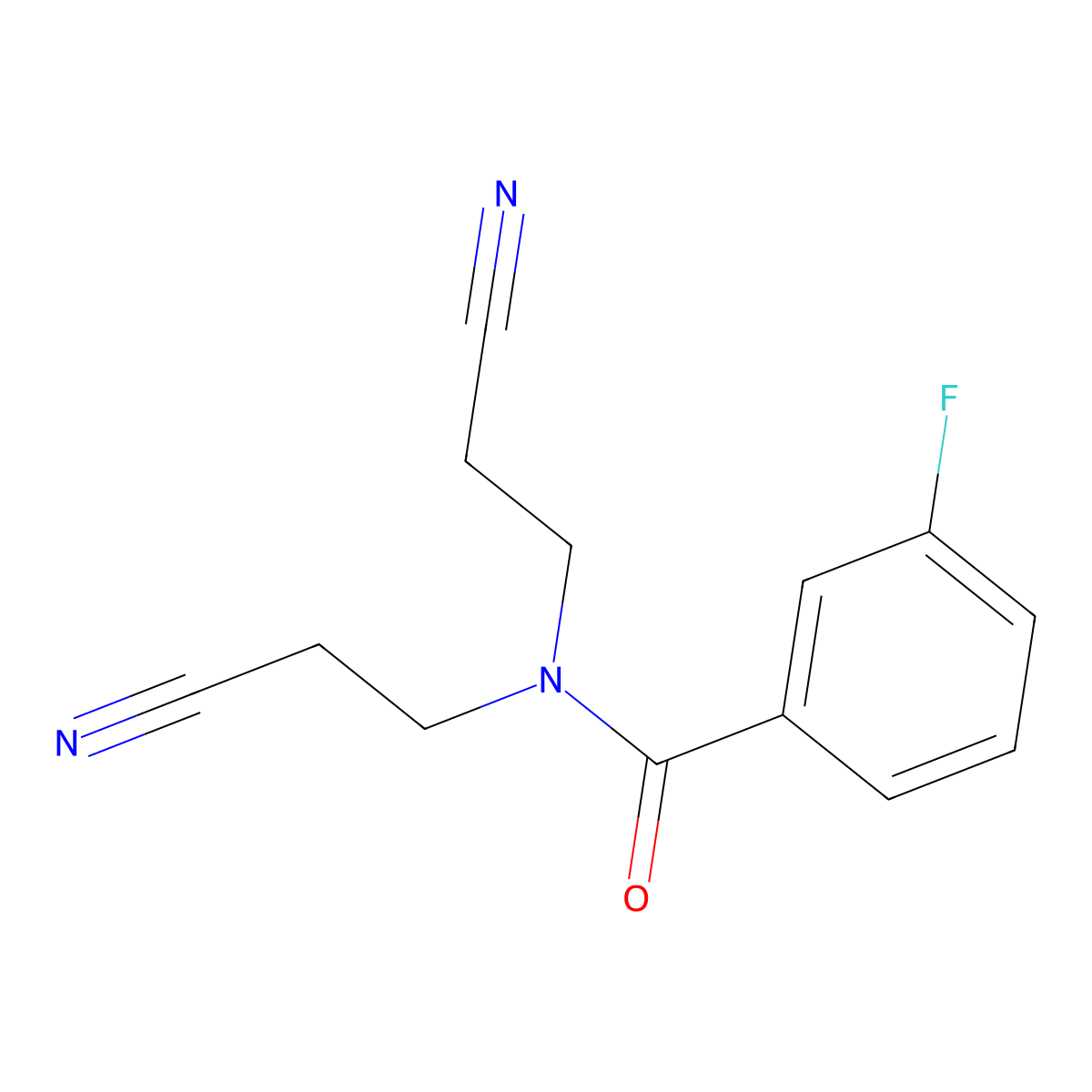 N,N-bis(2-cyanoethyl)-3-fluorobenzamide molecular structure, CAS 706776-71-8