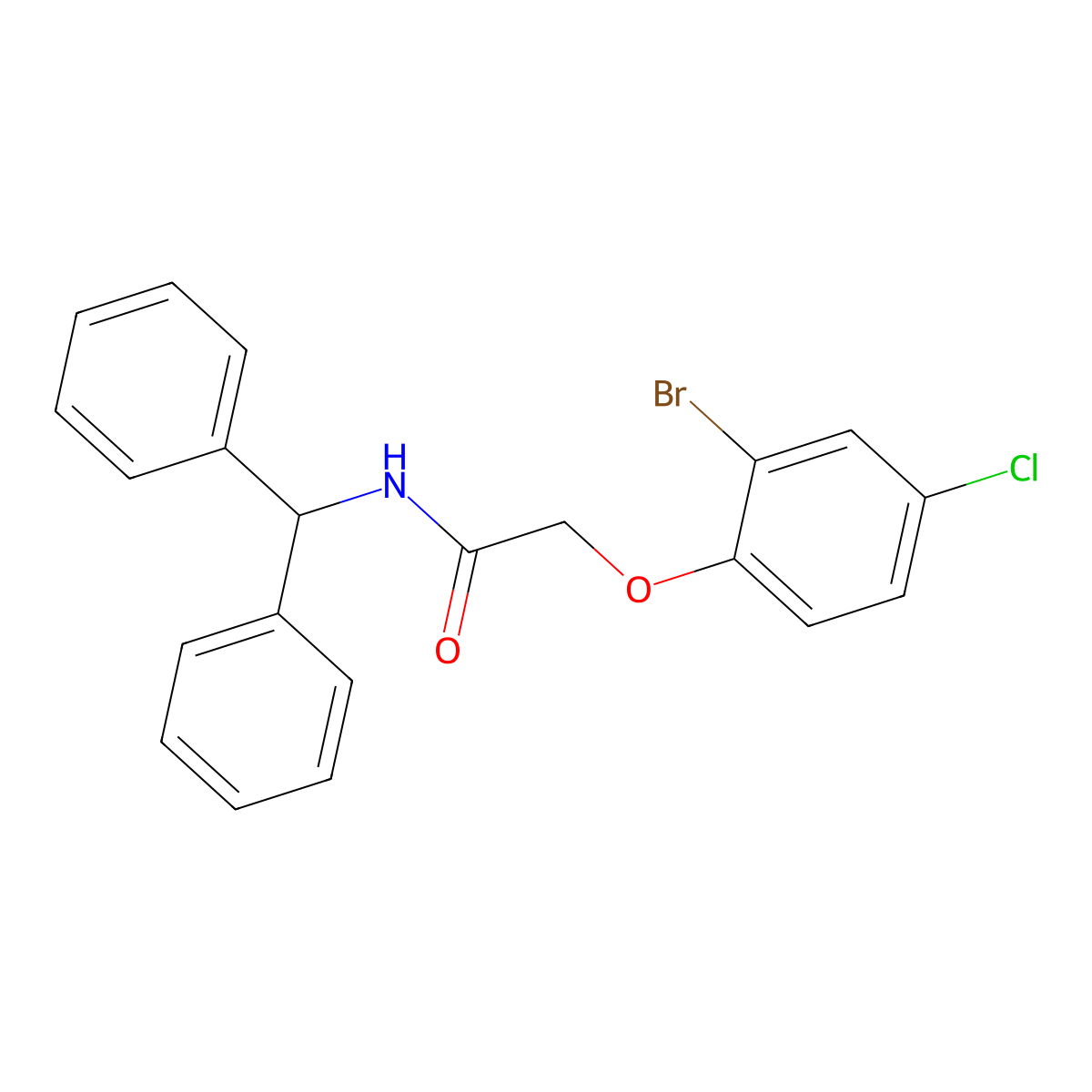 N-benzhydryl-2-(2-bromo-4-chlorophenoxy)acetamide molecular structure, CAS 706776-91-2