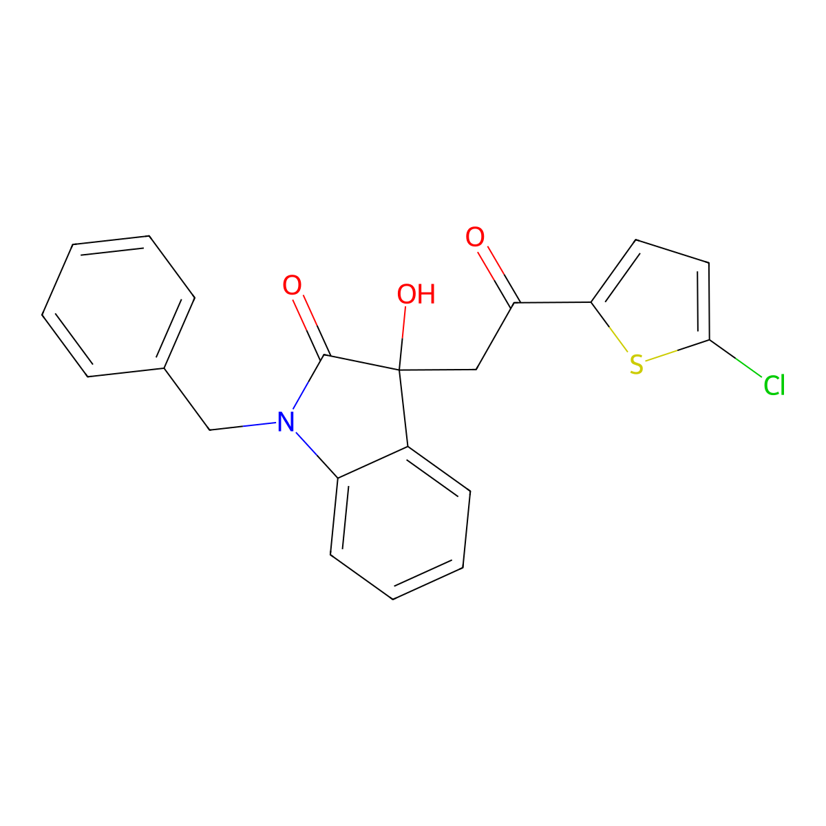 1-Benzyl-3-[2-(5-chlorothiophen-2-yl)-2-oxoethyl]-3-hydroxyindol-2-one molecular structure, CAS 706776-94-5