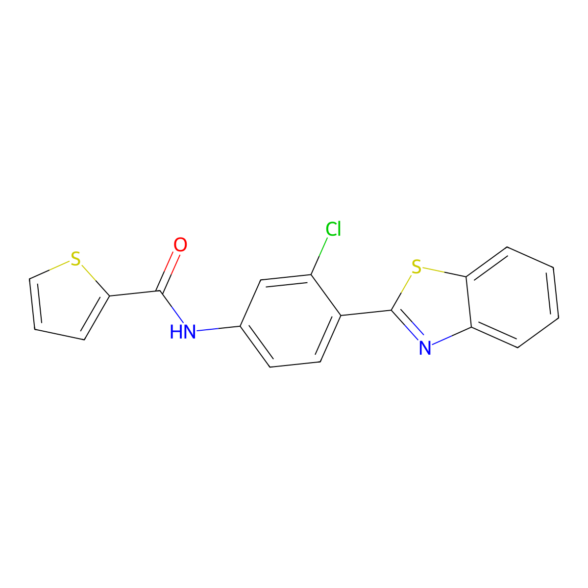 N-[4-(1,3-benzothiazol-2-yl)-3-chlorophenyl]thiophene-2-carboxamide molecular structure, CAS 706776-97-8