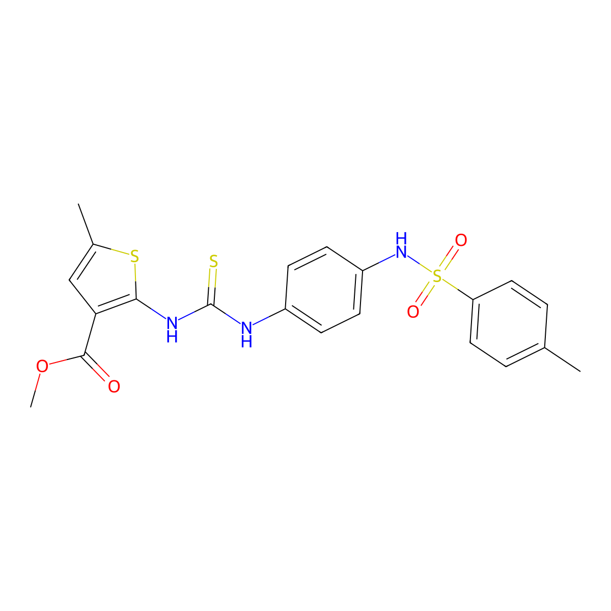 Methyl 5-methyl-2-{[(4-{[(4-methylphenyl)sulfonyl]amino}phenyl)carbamothioyl]amino}thiophene-3-carboxylate molecular structure, CAS 706777-45-9