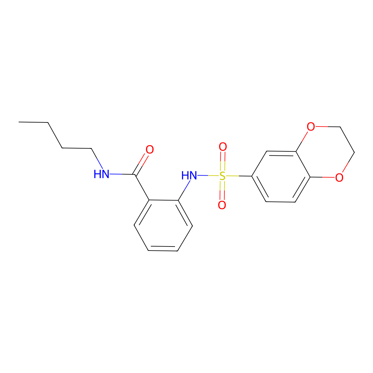 N-butyl-2-[(2,3-dihydro-1,4-benzodioxin-6-ylsulfonyl)amino]benzamide molecular structure, CAS 706777-63-1