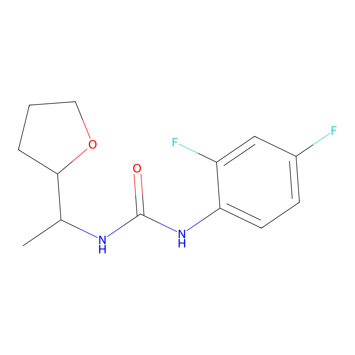 1-(2,4-Difluorophenyl)-3-[1-(oxolan-2-yl)ethyl]urea molecular structure, CAS 706777-77-7