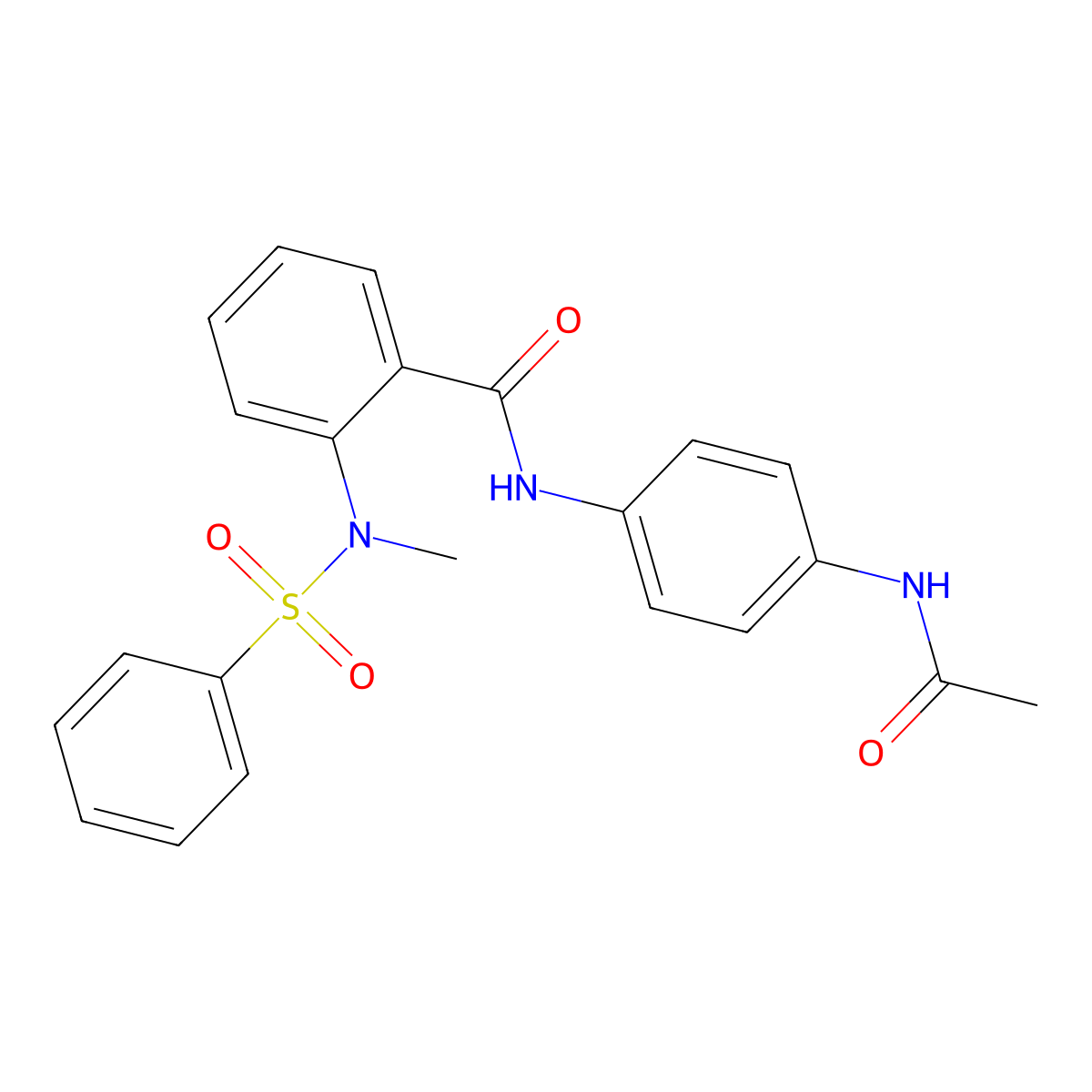 N-(4-acetamidophenyl)-2-[benzenesulfonyl(methyl)amino]benzamide molecular structure, CAS 706777-78-8