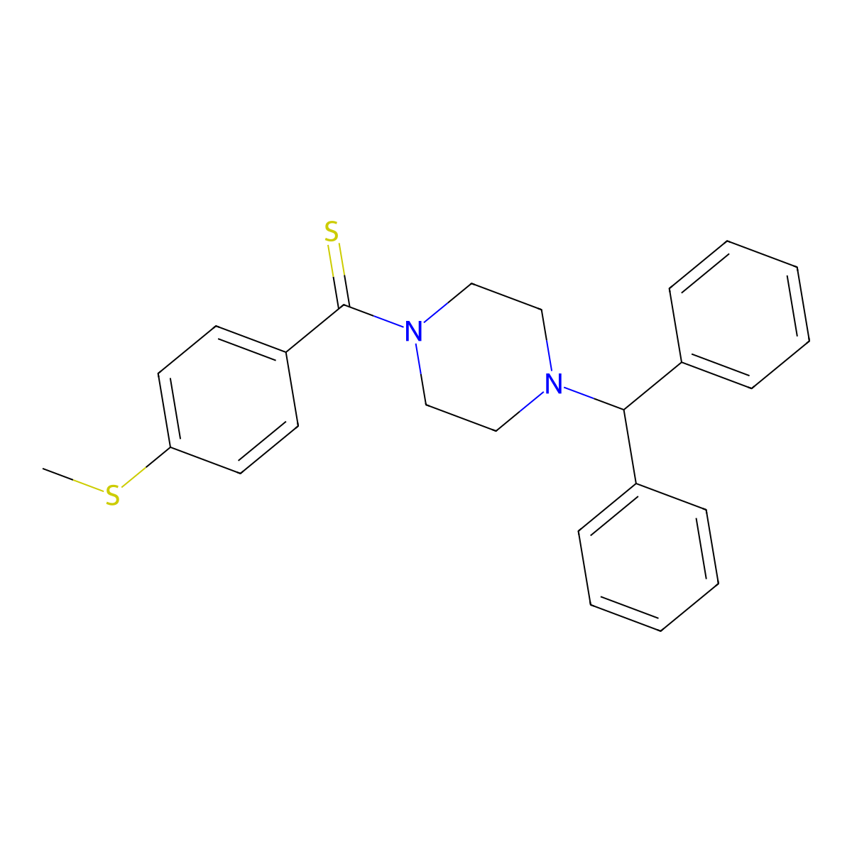 (4-Benzhydrylpiperazin-1-yl)-(4-methylsulfanylphenyl)methanethione molecular structure, CAS 706777-91-5
