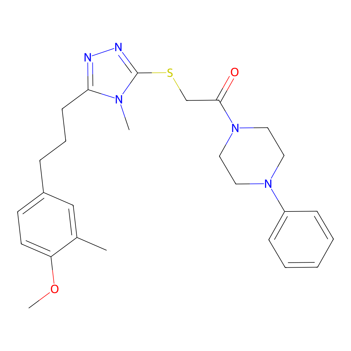 2-[[5-[3-(4-Methoxy-3-methylphenyl)propyl]-4-methyl-1,2,4-triazol-3-yl]sulfanyl]-1-(4-phenylpiperazin-1-yl)ethanone molecular structure, CAS 706777-95-9