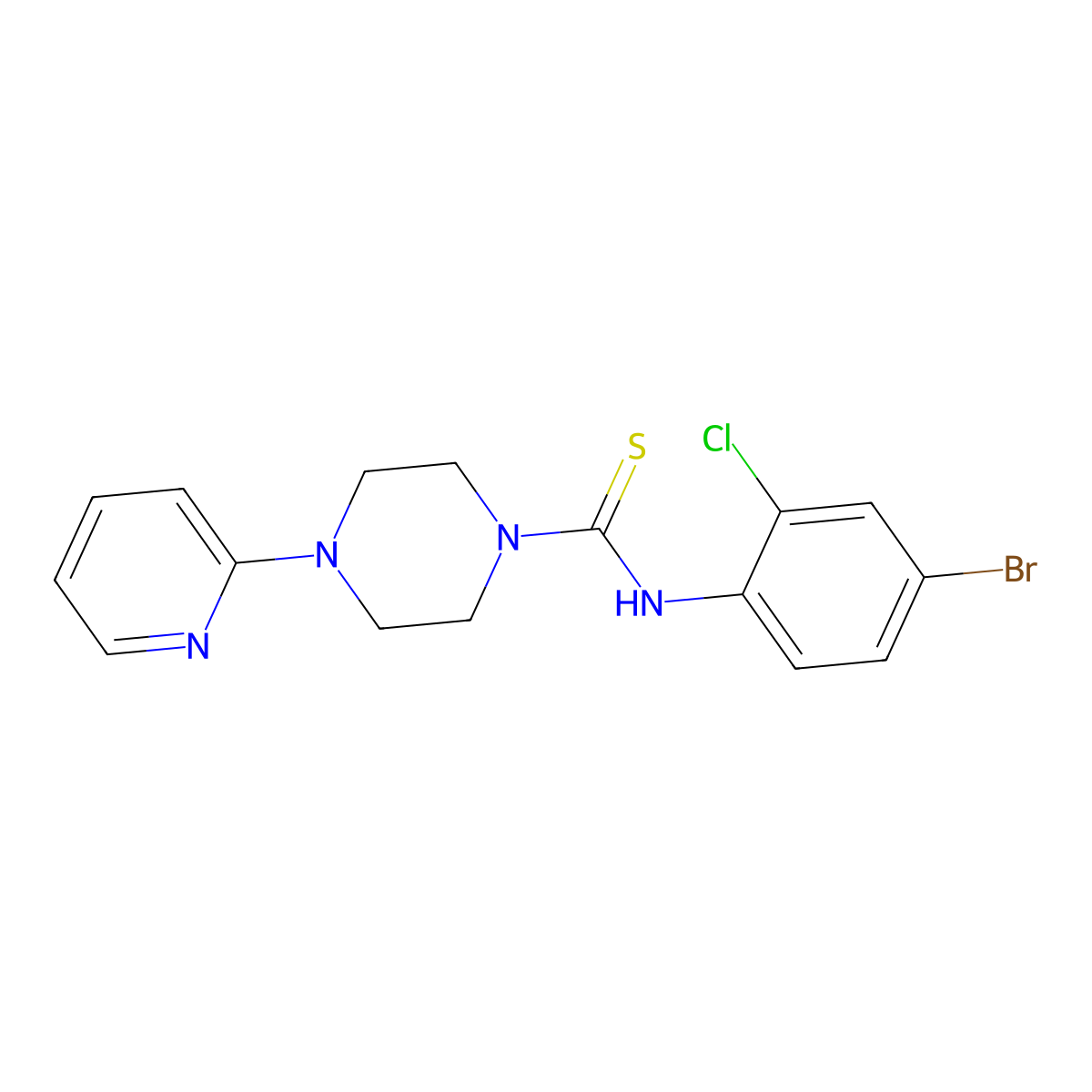 N-(4-bromo-2-chlorophenyl)-4-pyridin-2-ylpiperazine-1-carbothioamide molecular structure, CAS 706777-97-1