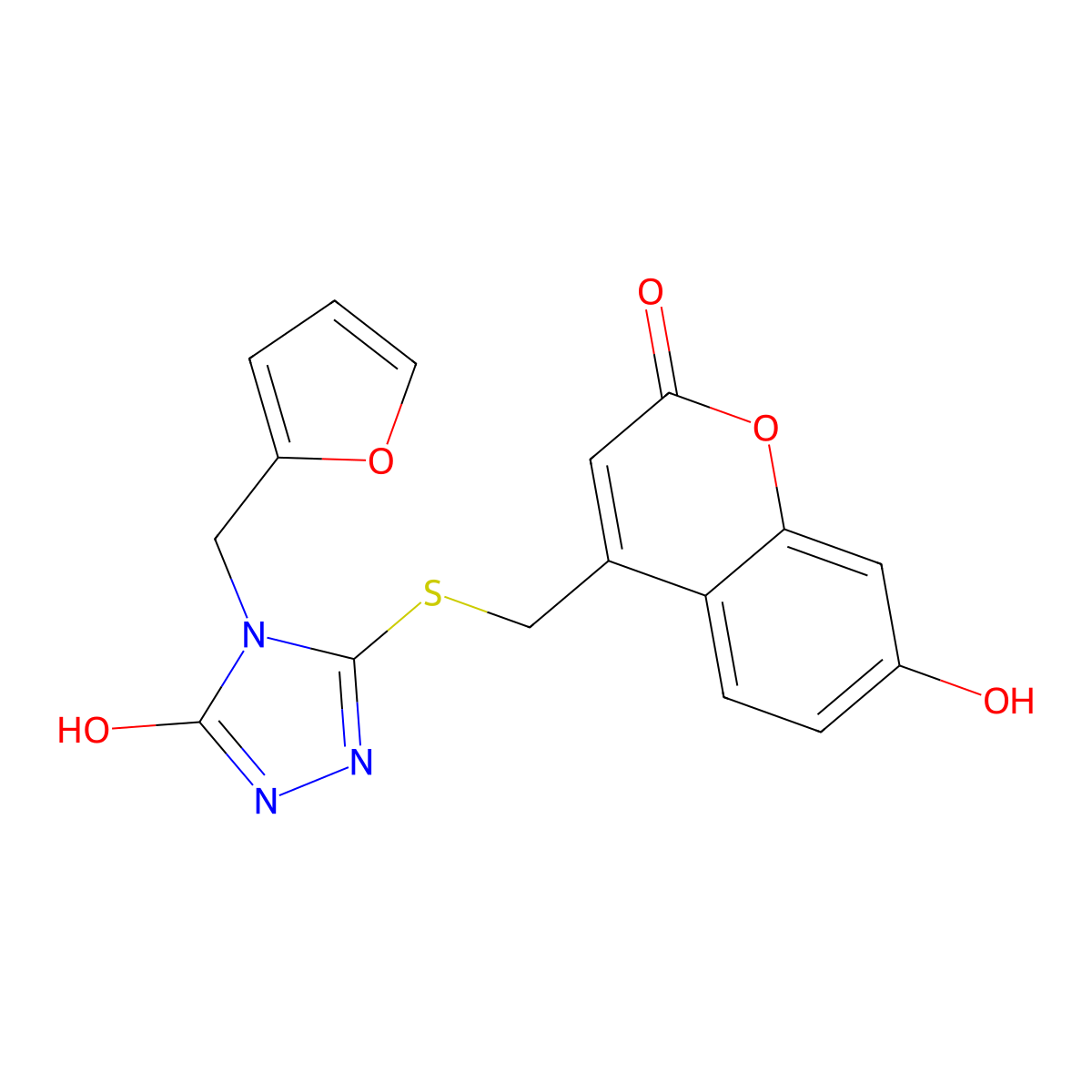 4-(furan-2-ylmethyl)-3-[(7-hydroxy-2-oxochromen-4-yl)methylsulfanyl]-1H-1,2,4-triazol-5-one molecular structure, CAS 706799-30-6