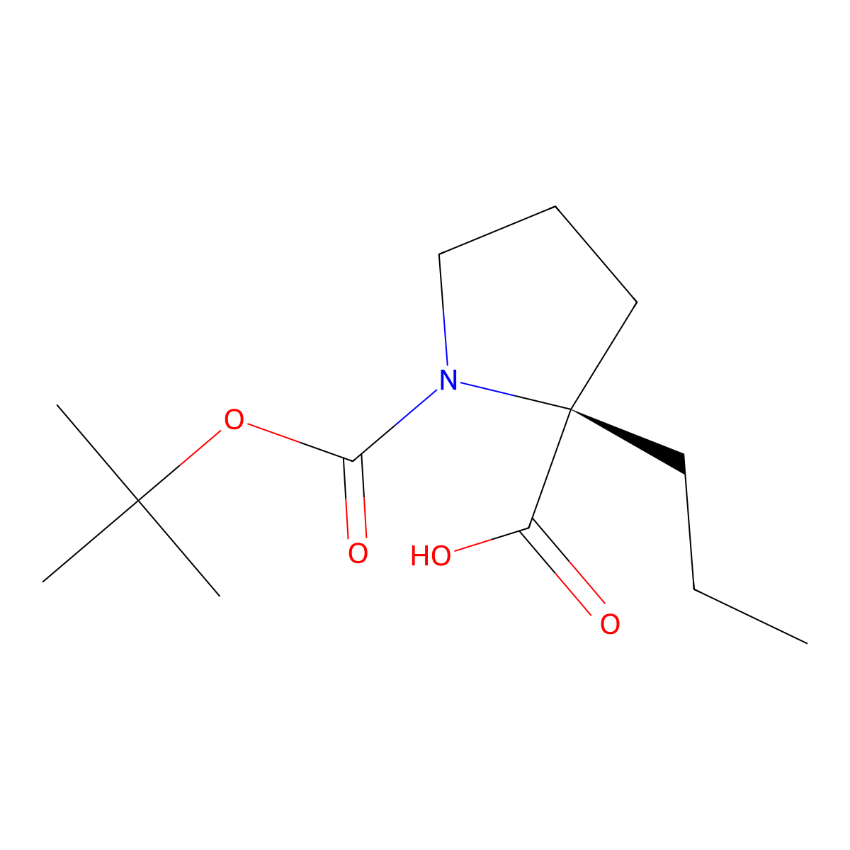 (2R)-1-tert-butoxycarbonyl-2-propyl-pyrrolidine-2-carboxylic acid molecular structure, CAS 706806-57-7