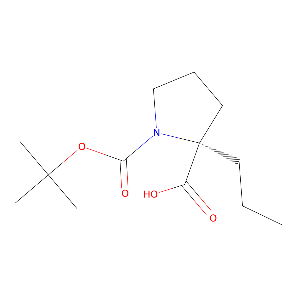 (S)-1-(tert-Butoxycarbonyl)-2-propylpyrrolidine-2-carboxylic acid molecular structure, CAS 706806-58-8