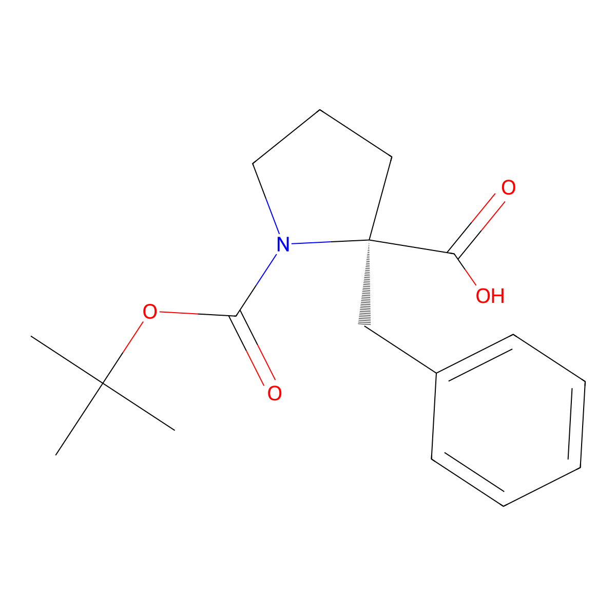 (R)-2-Benzyl-1-(tert-butoxycarbonyl)pyrrolidine-2-carboxylic acid molecular structure, CAS 706806-60-2