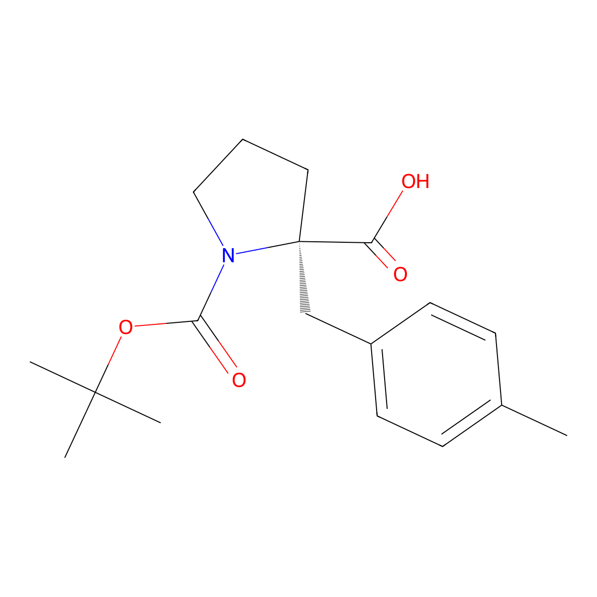 (R)-1-(tert-Butoxycarbonyl)-2-(4-methylbenzyl)pyrrolidine-2-carboxylic acid molecular structure, CAS 706806-62-4