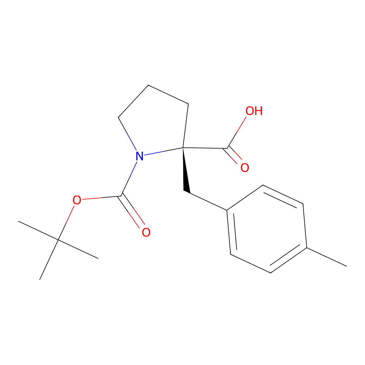 (S)-1-(tert-Butoxycarbonyl)-2-(4-methylbenzyl)pyrrolidine-2-carboxylic acid molecular structure, CAS 706806-63-5