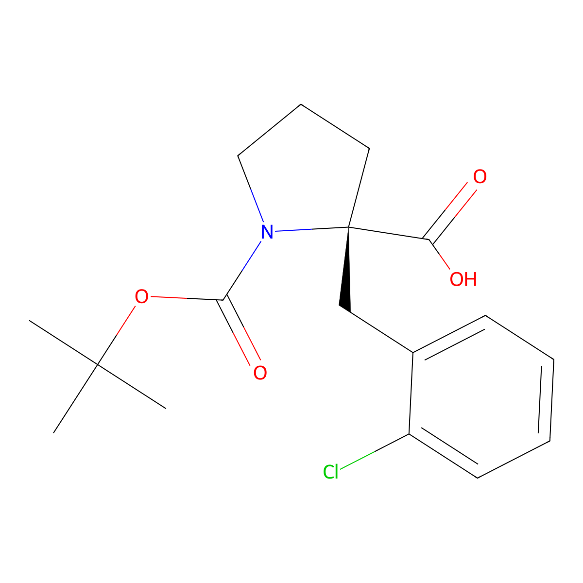 (S)-1-(tert-Butoxycarbonyl)-2-(2-chlorobenzyl)pyrrolidine-2-carboxylic acid molecular structure, CAS 706806-67-9