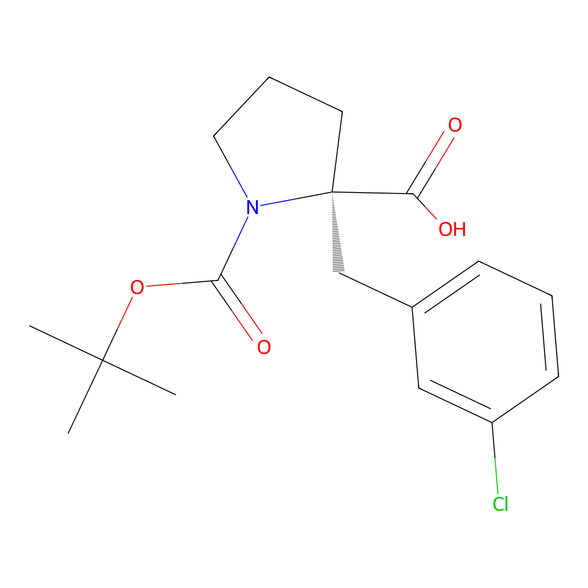 Boc-(R)-alpha-(3-chlorobenzyl)proline molecular structure, CAS 706806-68-0