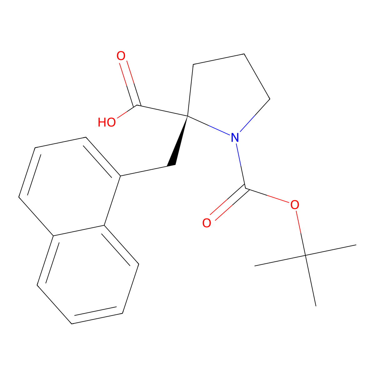 (R)-1-(tert-Butoxycarbonyl)-2-(naphthalen-1-ylmethyl)pyrrolidine-2-carboxylic acid molecular structure, CAS 706806-79-3