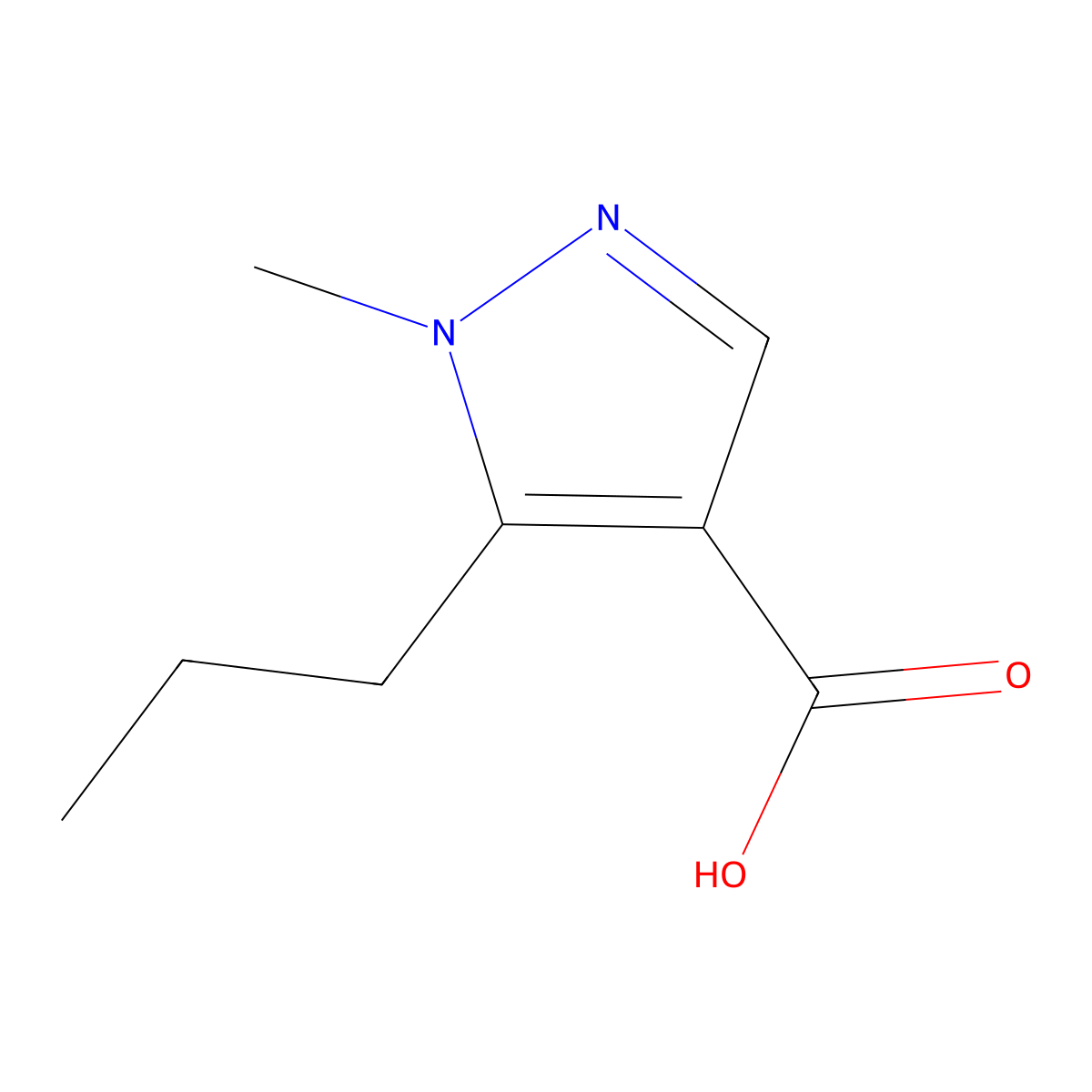 1-methyl-5-propyl-1H-pyrazole-4-carboxylic acid molecular structure, CAS 706819-84-3