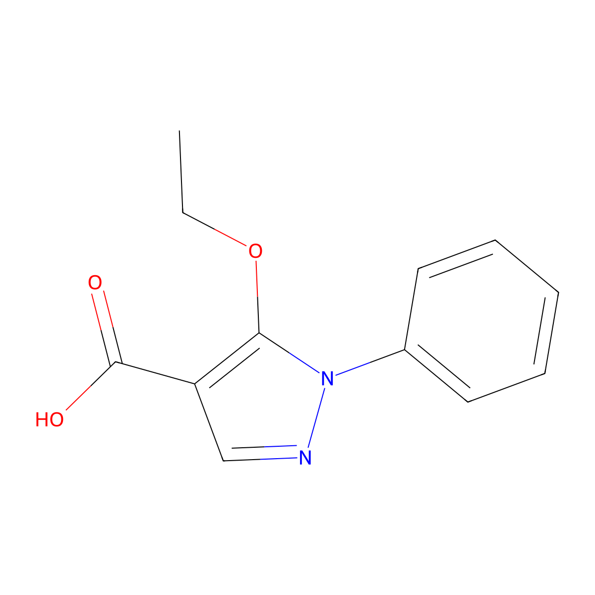 5-Ethoxy-1-phenyl-1H-pyrazole-4-carboxylic acid molecular structure, CAS 706819-85-4