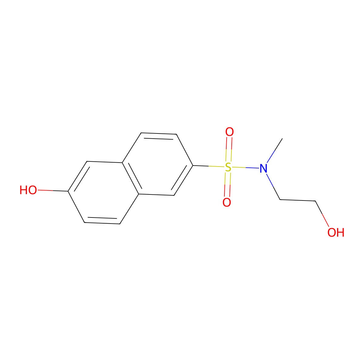 2-Naphthalenesulfonamide, 6-hydroxy-N-(2-hydroxyethyl)-N-methyl- molecular structure, CAS 70682-63-2