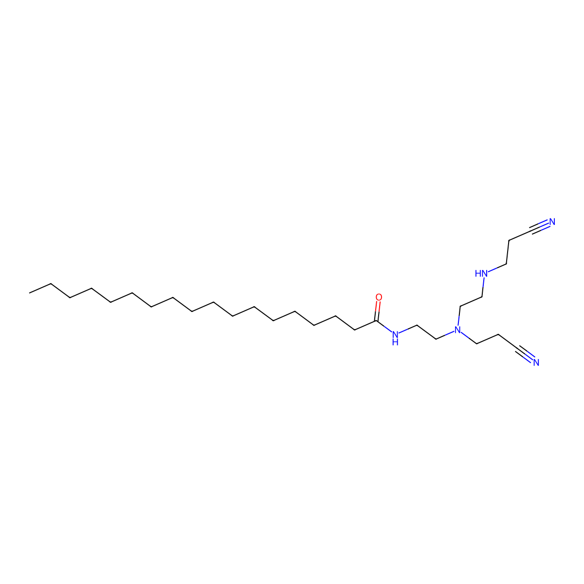 Octadecanamide, N-(2-((2-cyanoethyl)(2-((2-cyanoethyl)amino)ethyl)amino)ethyl)- molecular structure, CAS 70682-67-6