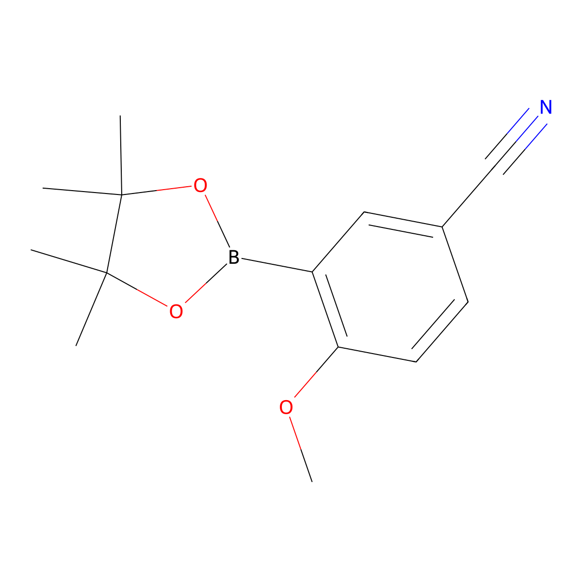 4-Methoxy-3-(4,4,5,5-tetramethyl-1,3,2-dioxaborolan-2-yl)benzonitrile molecular structure, CAS 706820-96-4