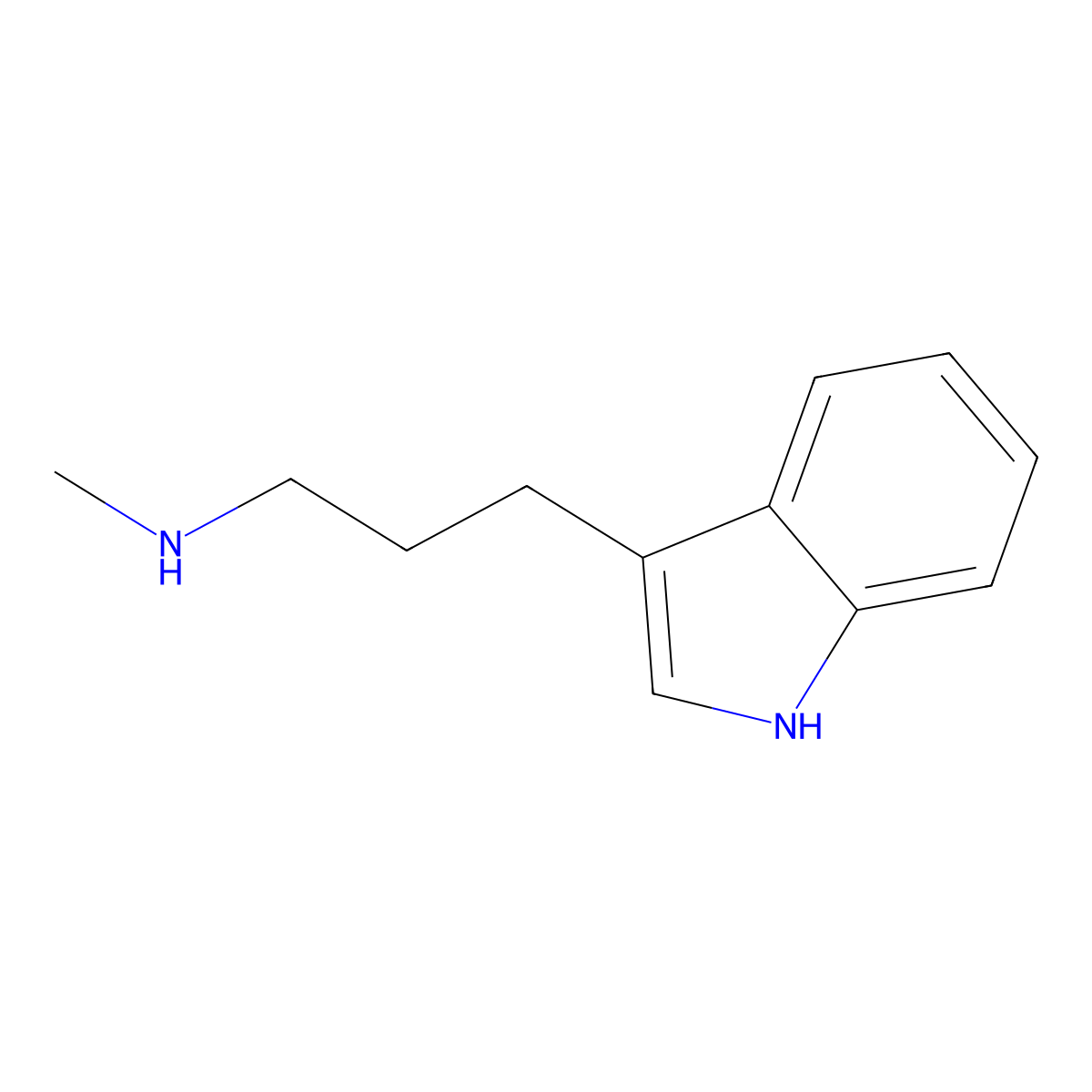 3-(1H-Indol-3-yl)-N-methylpropan-1-amine molecular structure, CAS 70684-70-7
