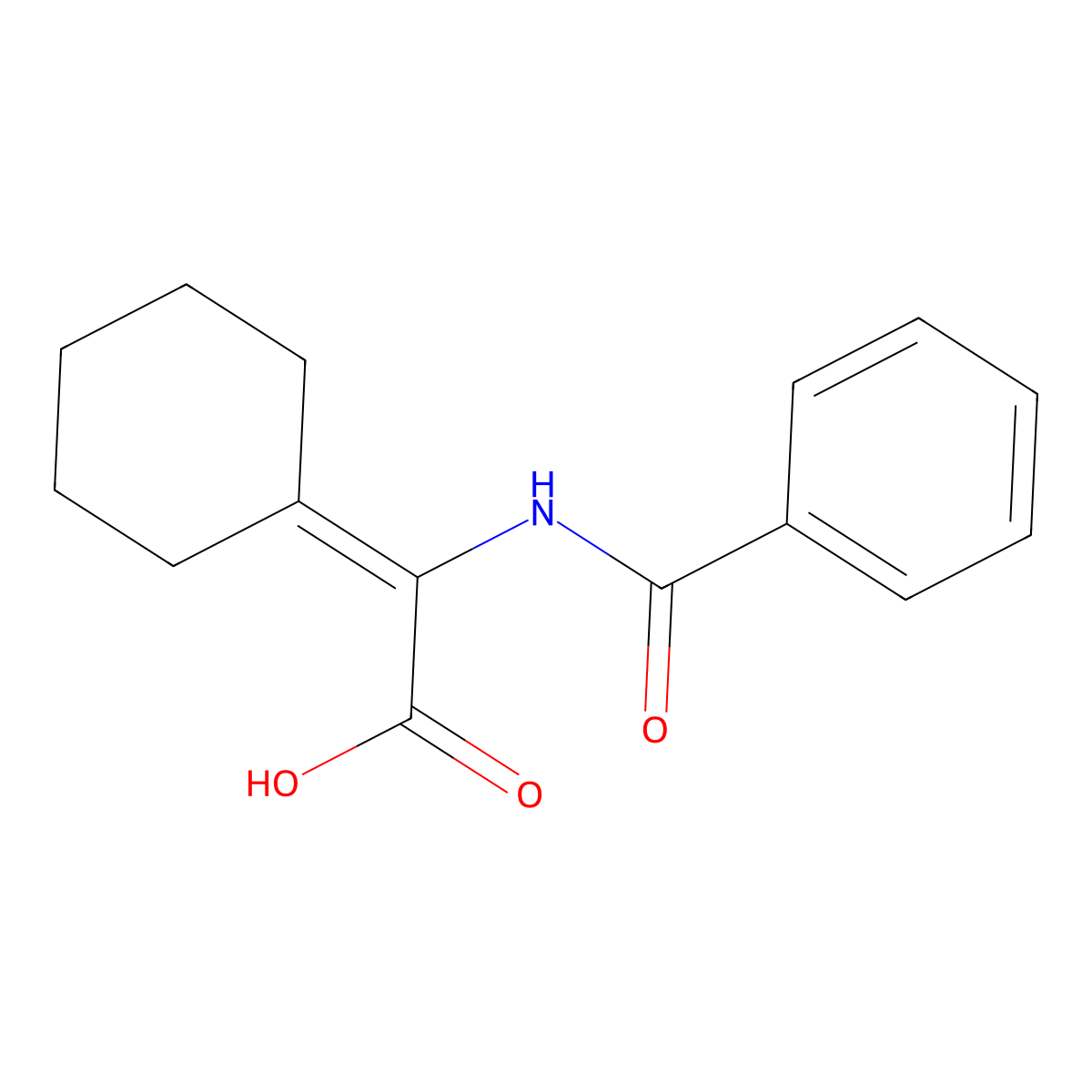 Acetic acid, (benzoylamino)cyclohexylidene- molecular structure, CAS 70685-61-9