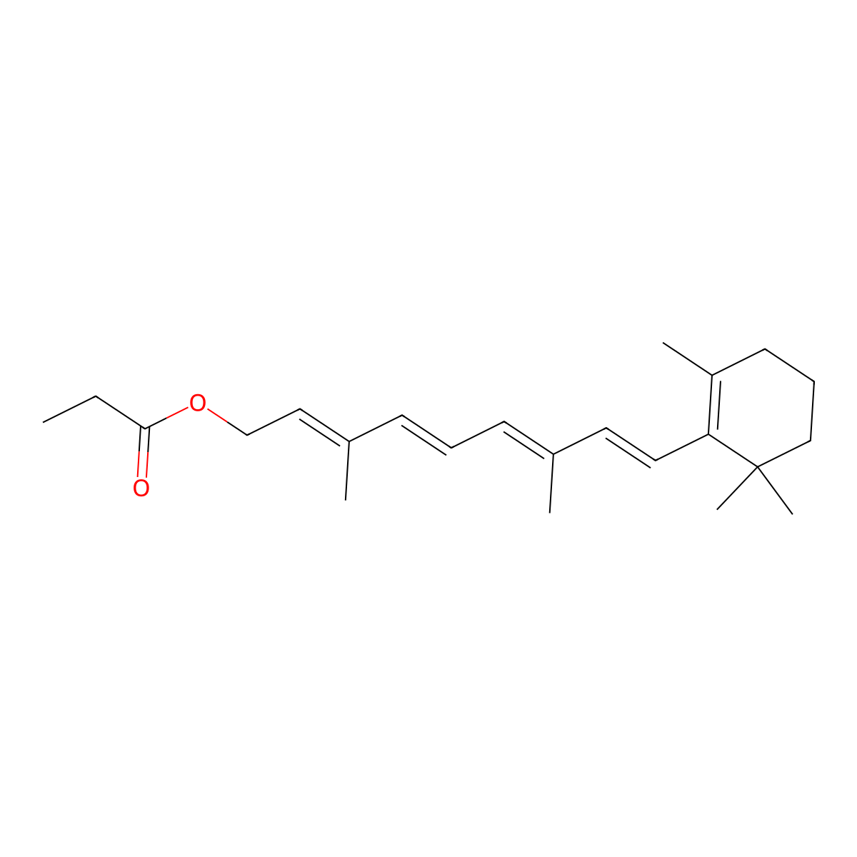 Retinyl propionate molecular structure, CAS 7069-42-3