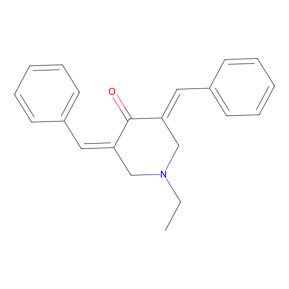 1-Ethyl-3,5-bis(phenylmethylene)-4-piperidinone molecular structure, CAS 7069-88-7