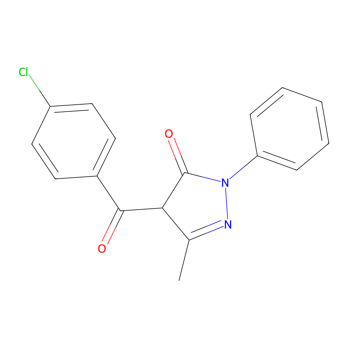 4-(4-chlorobenzoyl)-5-methyl-2-phenyl-2,4-dihydro-3H-pyrazol-3-one molecular structure, CAS 70692-01-2