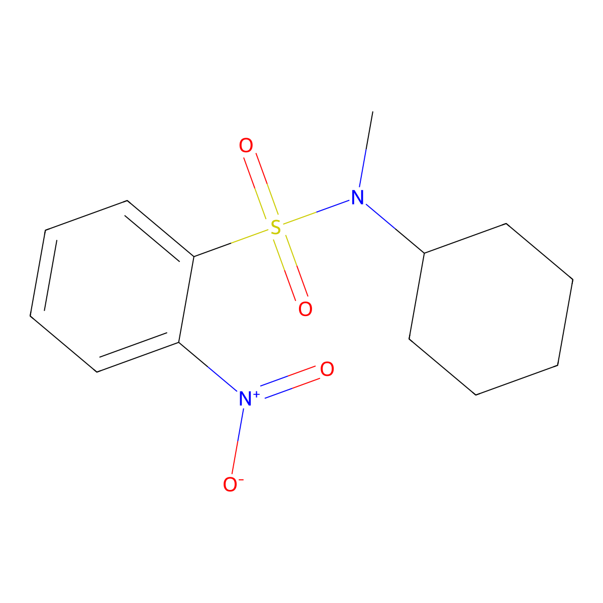 Benzenesulfonamide, N-cyclohexyl-N-methyl-2-nitro- molecular structure, CAS 70693-58-2