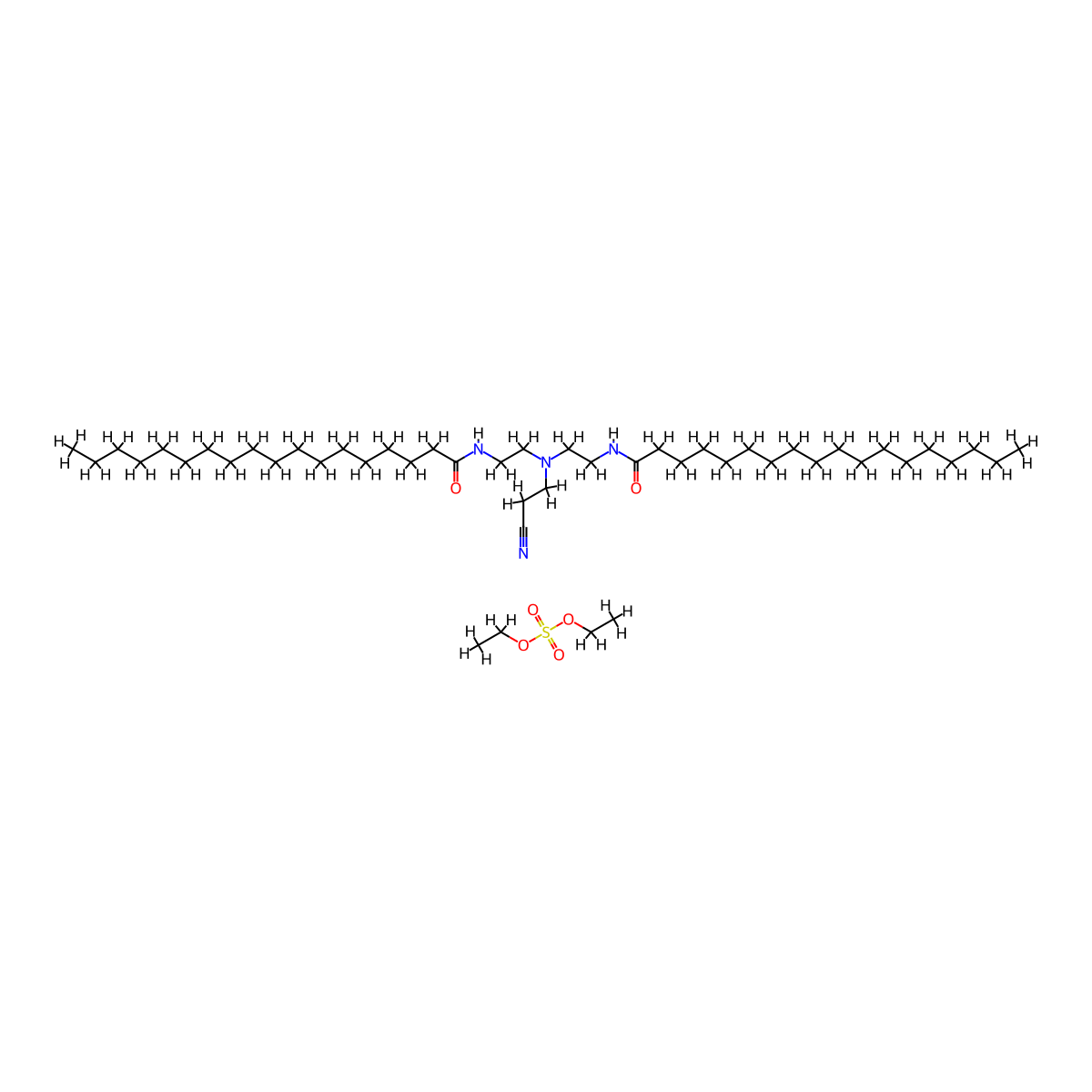 Sulfuric acid, diethyl ester, compd. with N,N'-[[(2-cyanoethyl)imino]di-2,1-ethanediyl]bis[octadecanamide] (1:1) molecular structure, CAS 70693-75-3